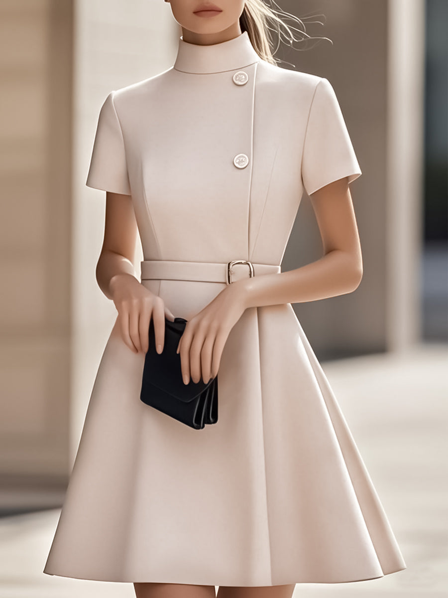 Women’s High-Neck Belted Dress