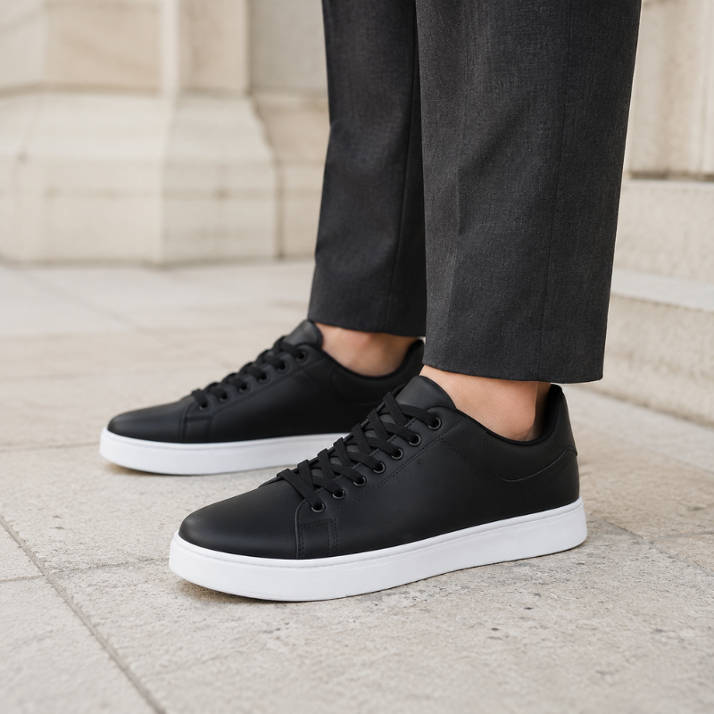Men's Leather Lace-Up Comfort Sneakers