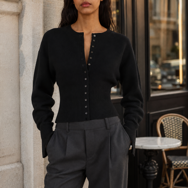 Women's Cropped Knit Button Cardigan