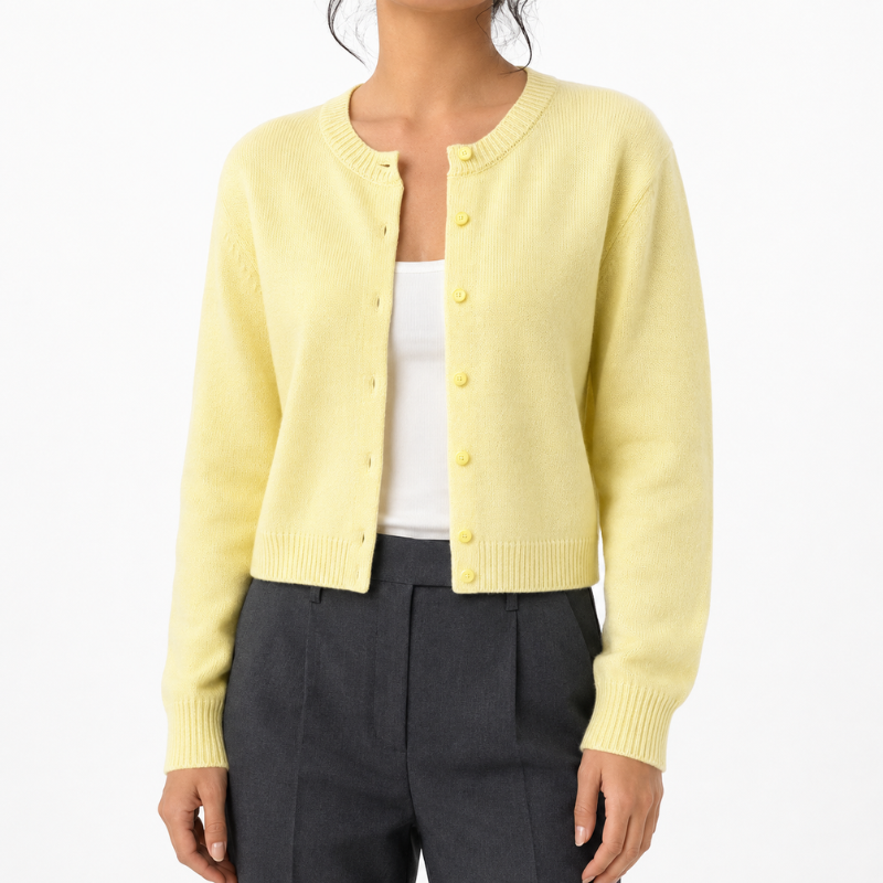 Women's Cropped Ribbed Knit Cardigan