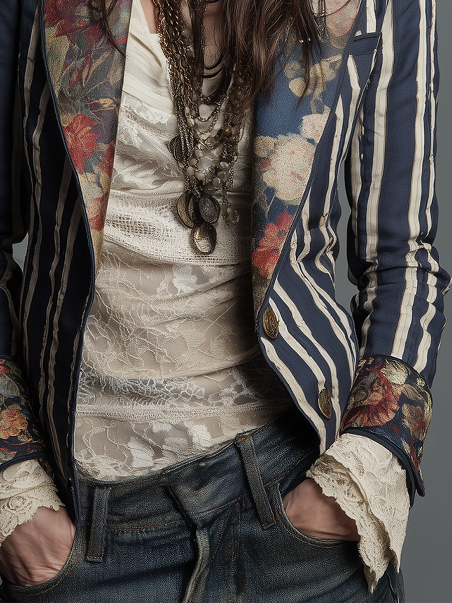 Women’s Retro Striped Blazer
