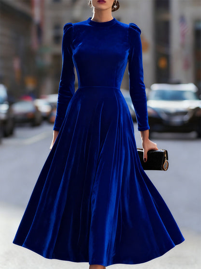 Women’s Velvet Long-Sleeve Midi Dress