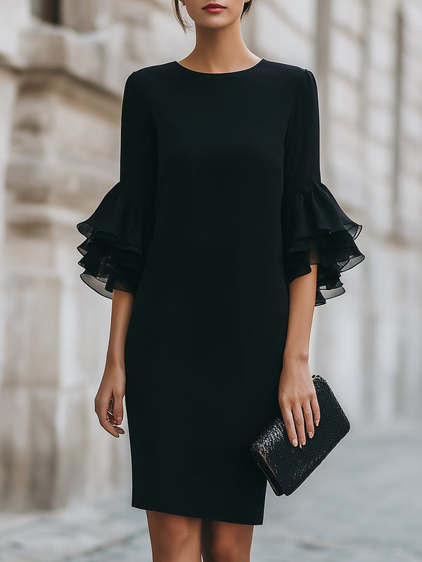 Women’s Ruffled Sheer-Sleeve Dress