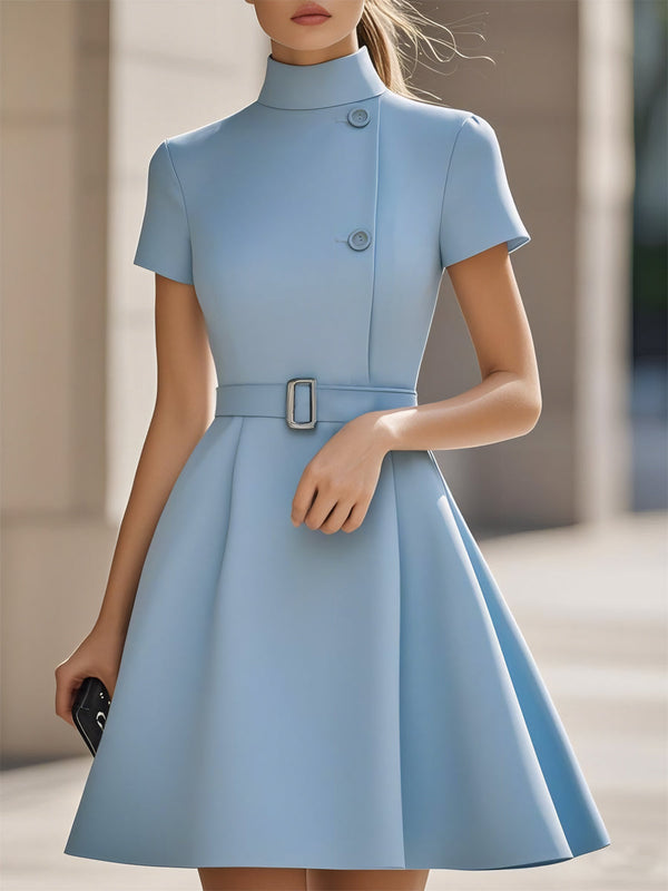 Women’s High-Neck Belted Dress