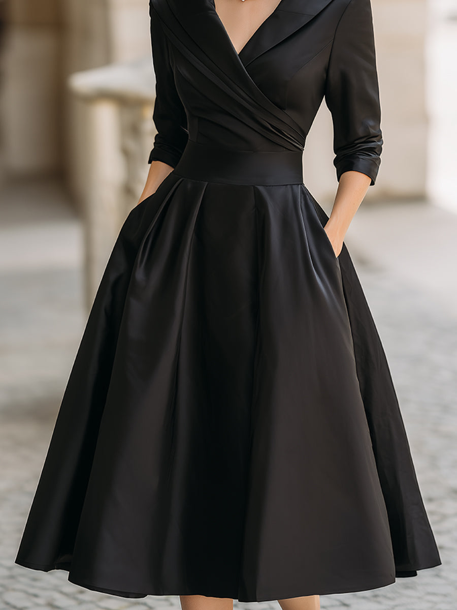 Women’s Satin Draped Midi Dress
