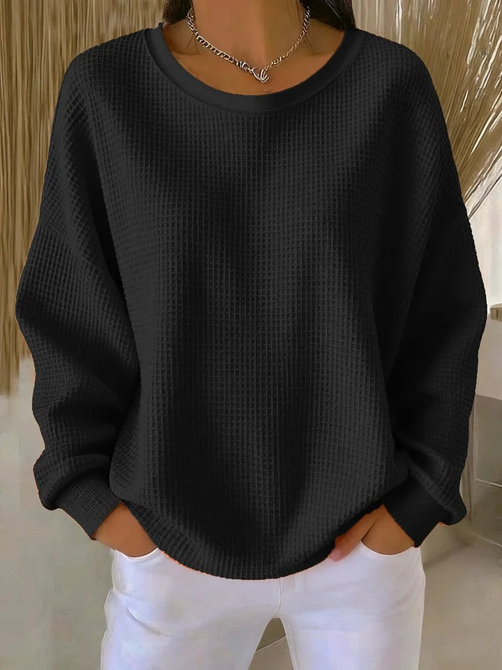 Women’s Relaxed-Fit Waffle-Knit Sweater