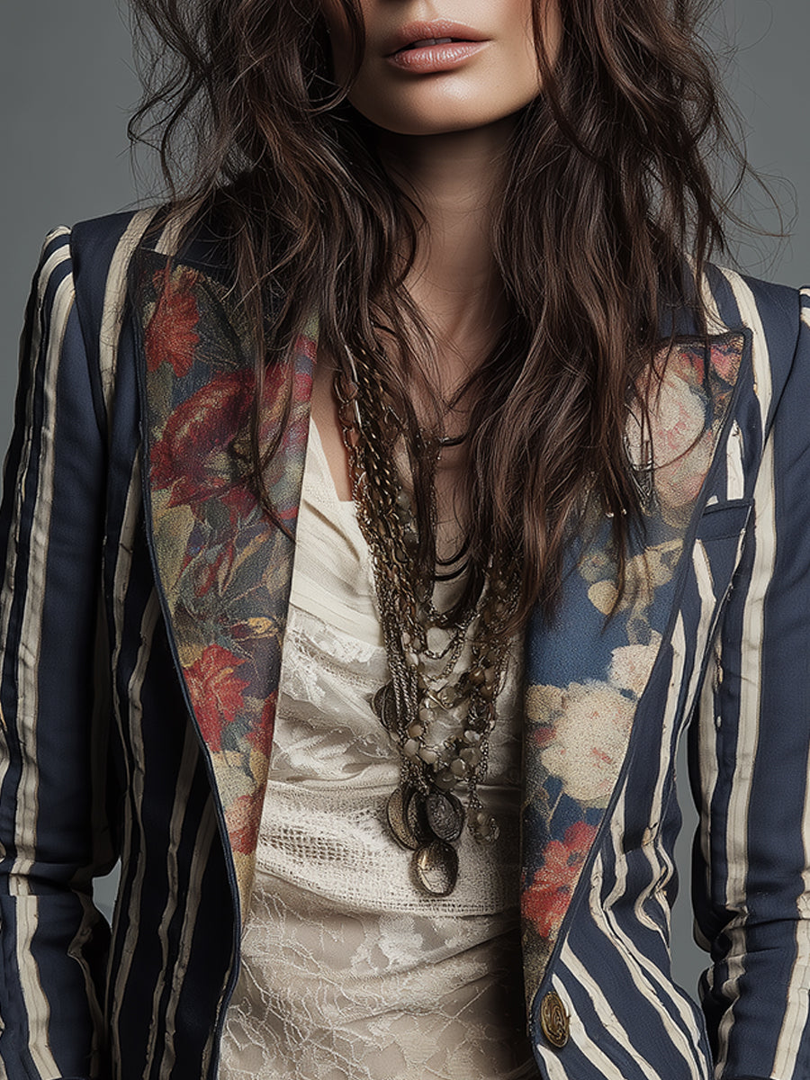 Women’s Retro Striped Blazer