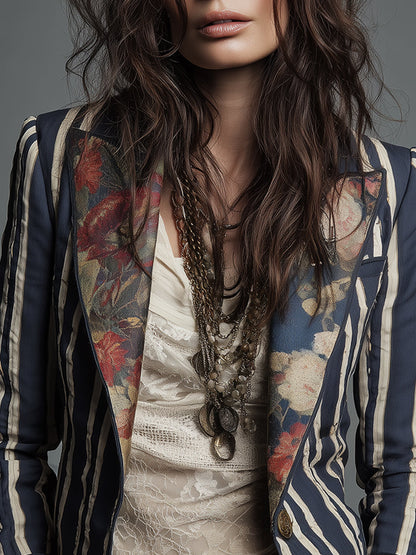 Women’s Retro Striped Blazer