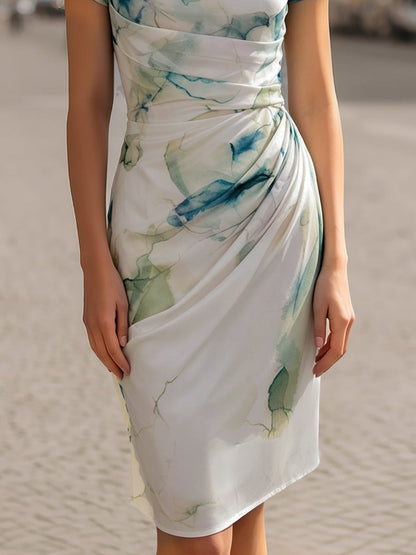 Women’s Draped Cowl-Neck Midi Dress