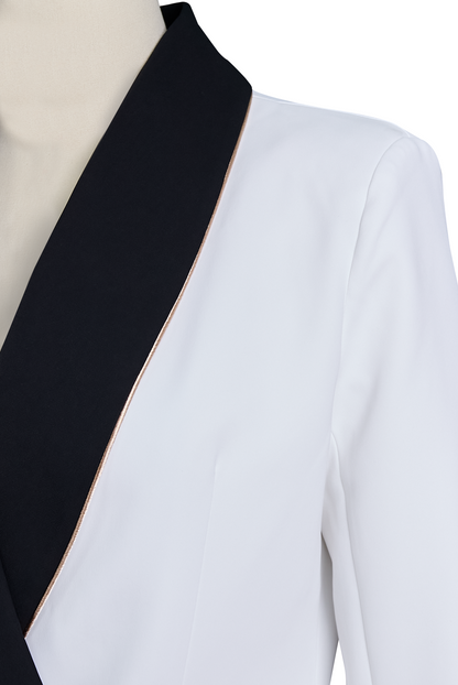 Women’s Asymmetrical Contrast-Lapel Blazer