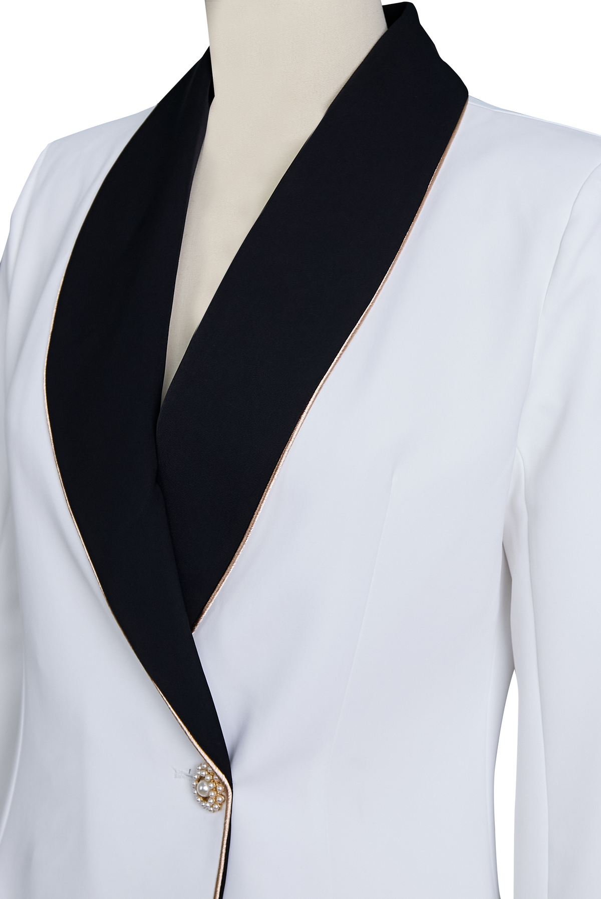 Women’s Asymmetrical Contrast-Lapel Blazer