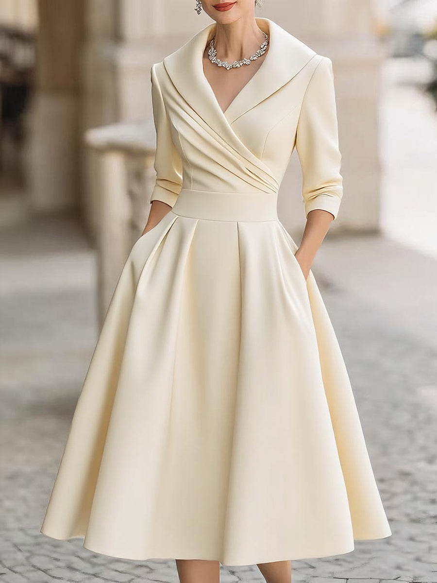 Women’s Satin Draped Midi Dress