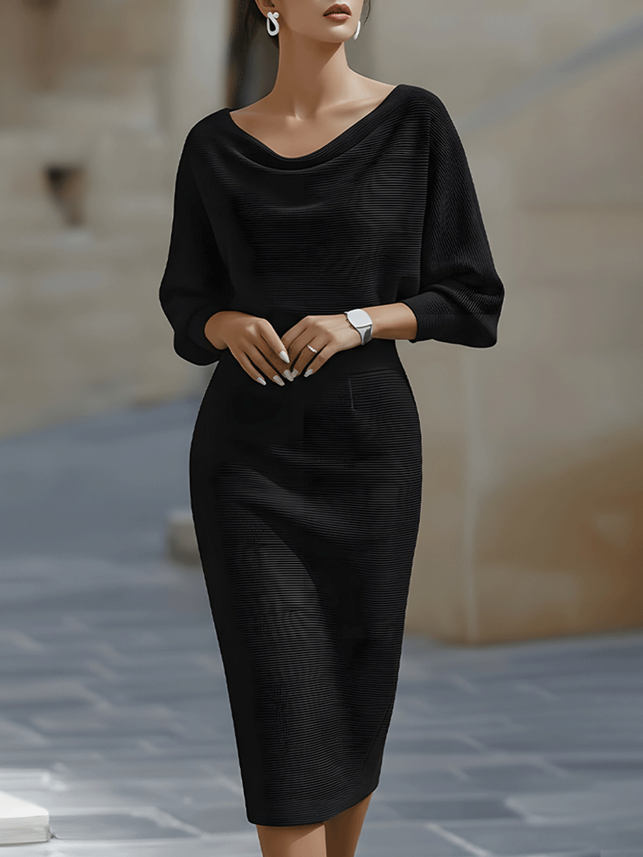 Women’s Draped Batwing Midi Dress