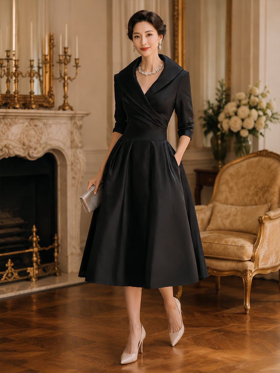 Women’s Satin Draped Midi Dress