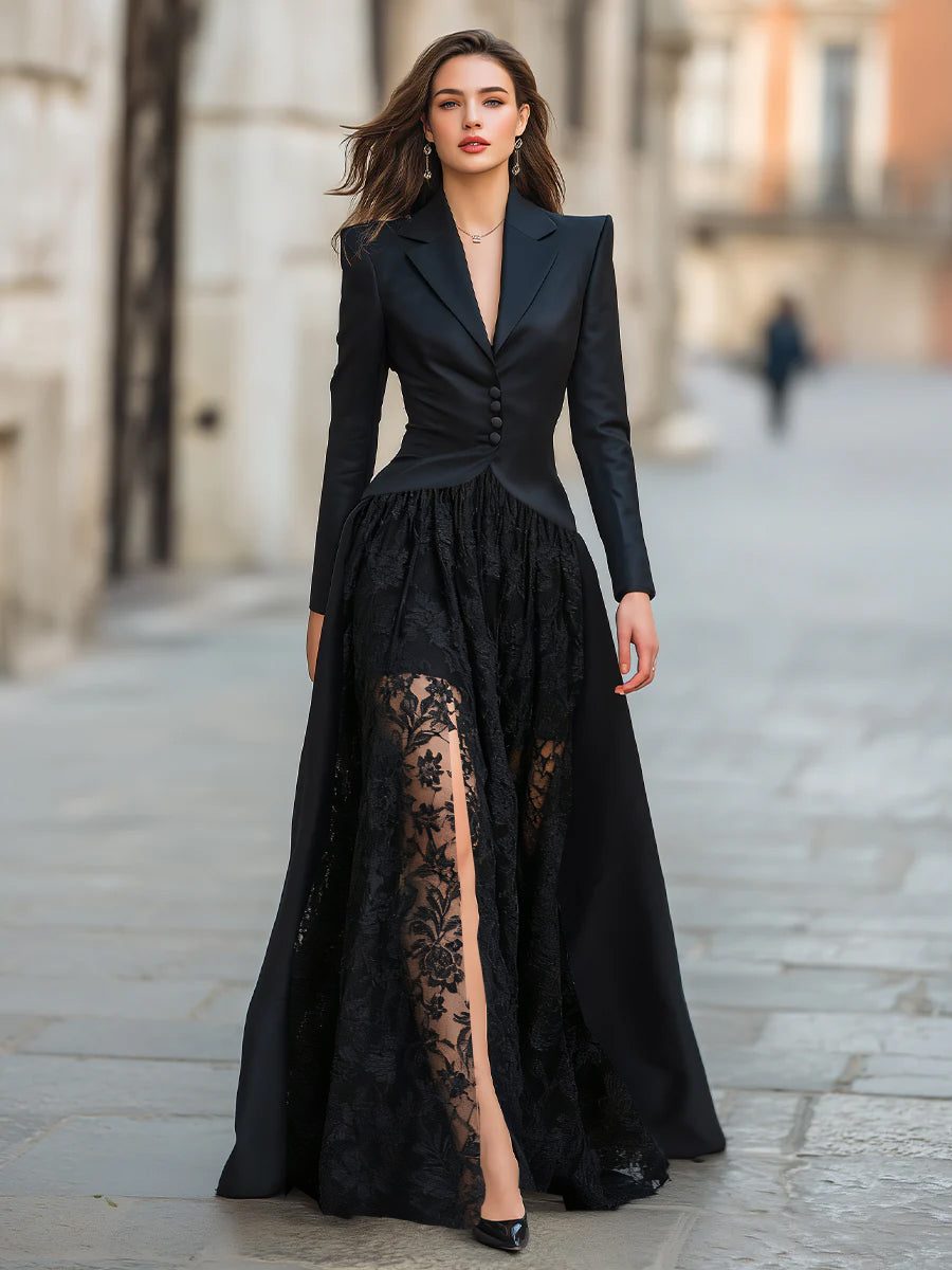 Women’s Tailored Blazer and Lace Gown Set