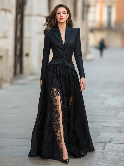 Women’s Tailored Blazer and Lace Gown Set
