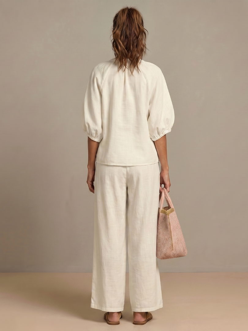 Women’s Zip-Front Top and Wide-Leg Pants Set