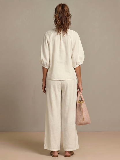 Women’s Zip-Front Top and Wide-Leg Pants Set