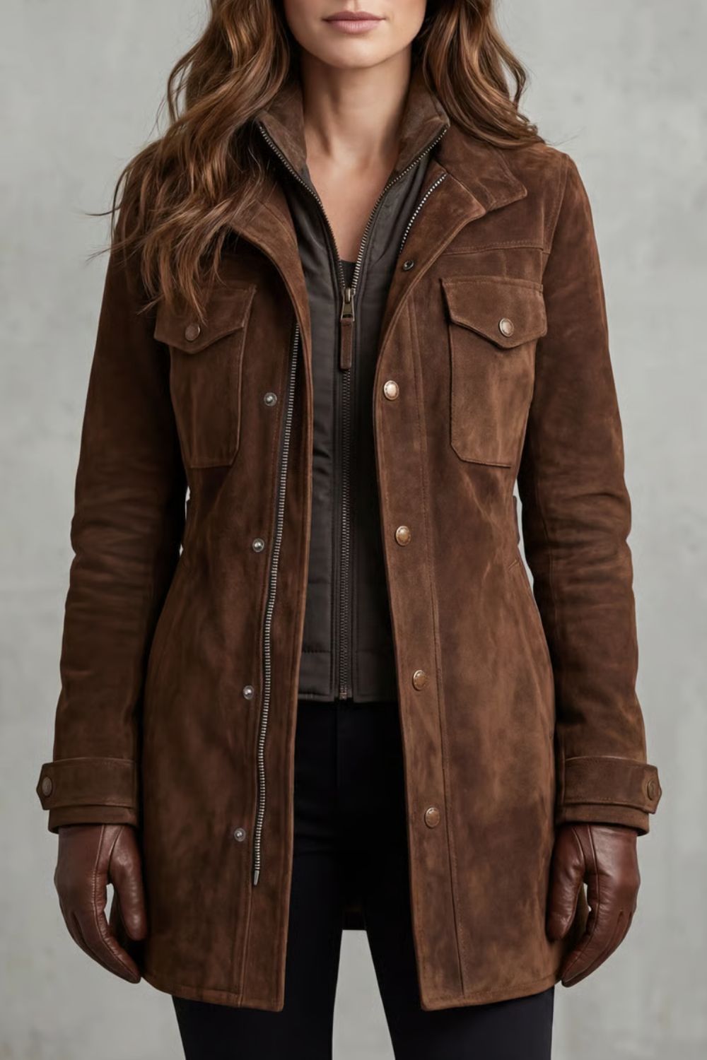 Women’s Suede Longline Coat