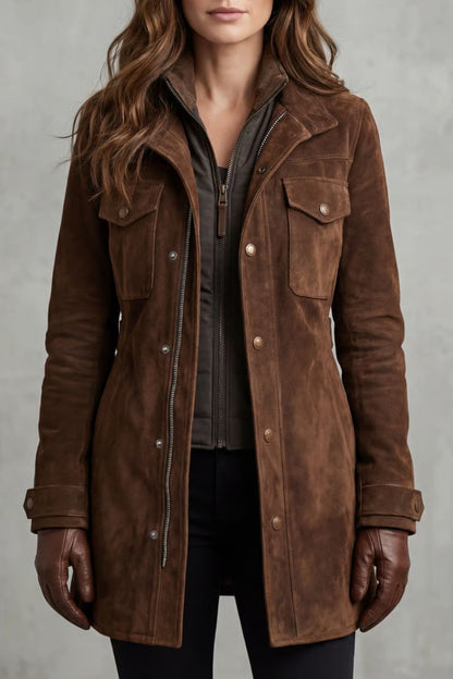 Women’s Suede Longline Coat