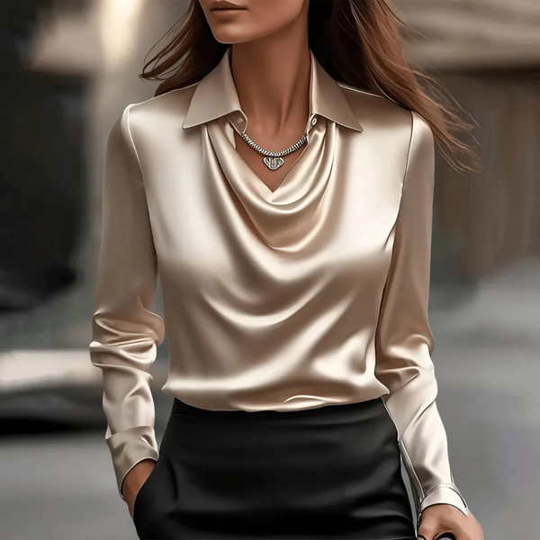 Women’s Draped-Neck Satin Blouse
