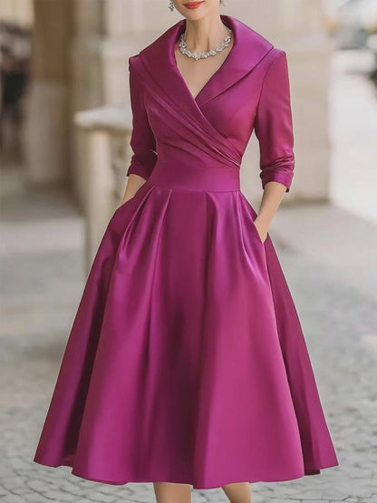 Women’s Satin Draped Midi Dress