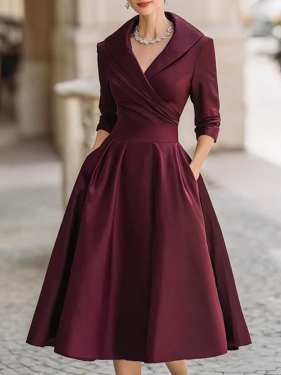 Women’s Satin Draped Midi Dress