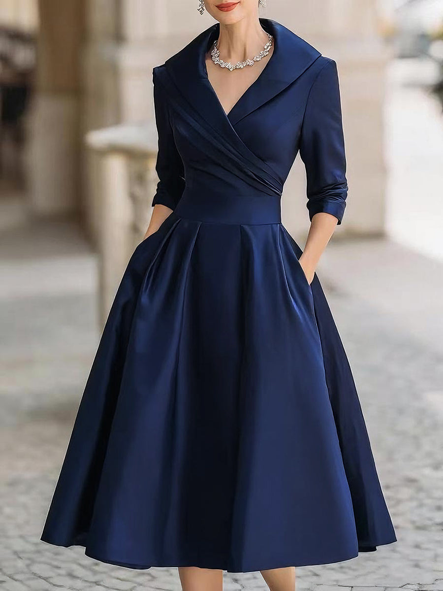 Women’s Satin Draped Midi Dress