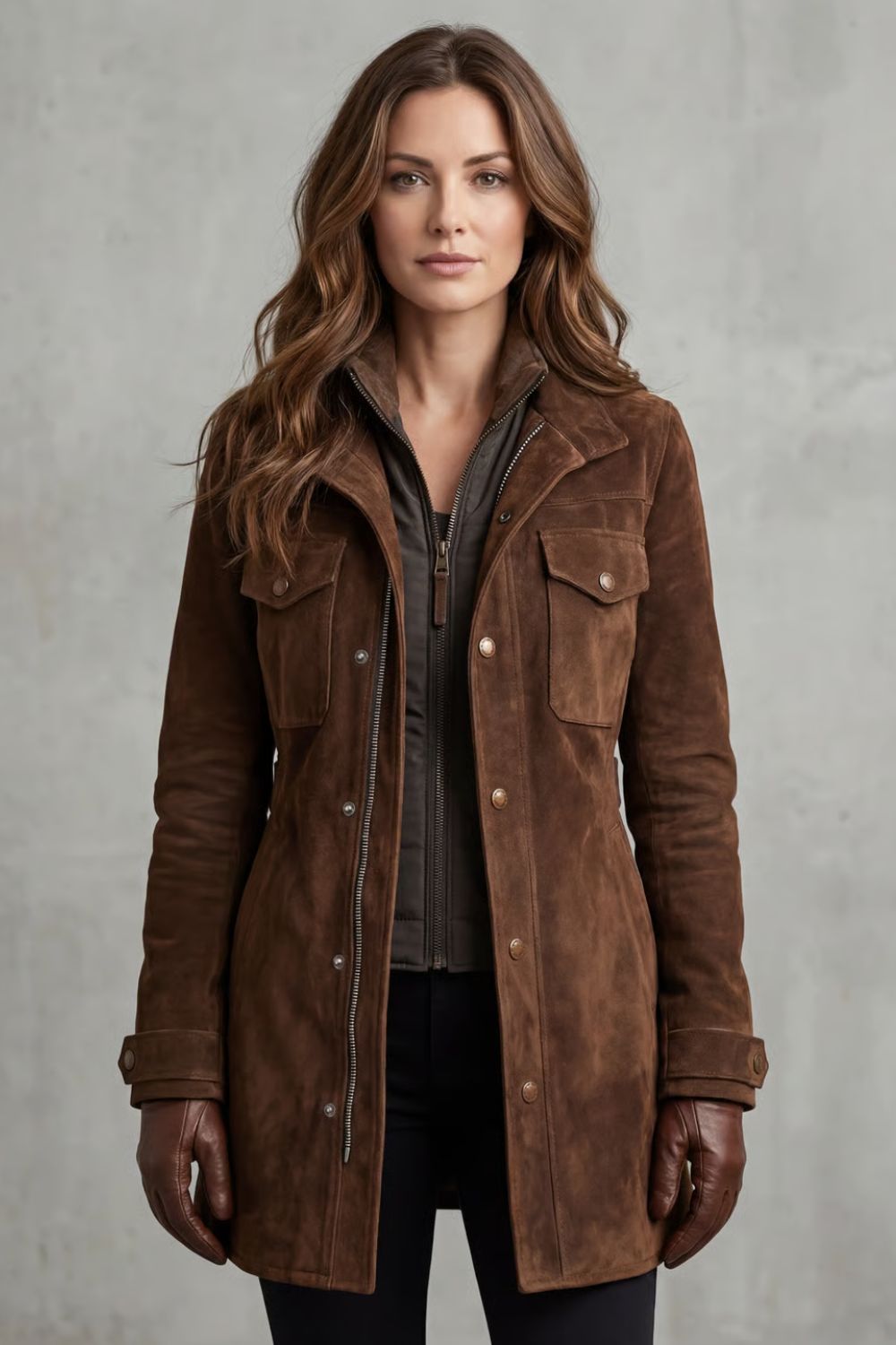 Women’s Suede Longline Coat