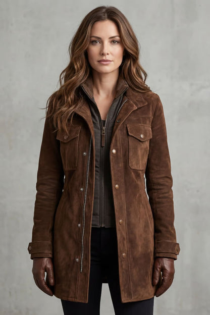 Women’s Suede Longline Coat