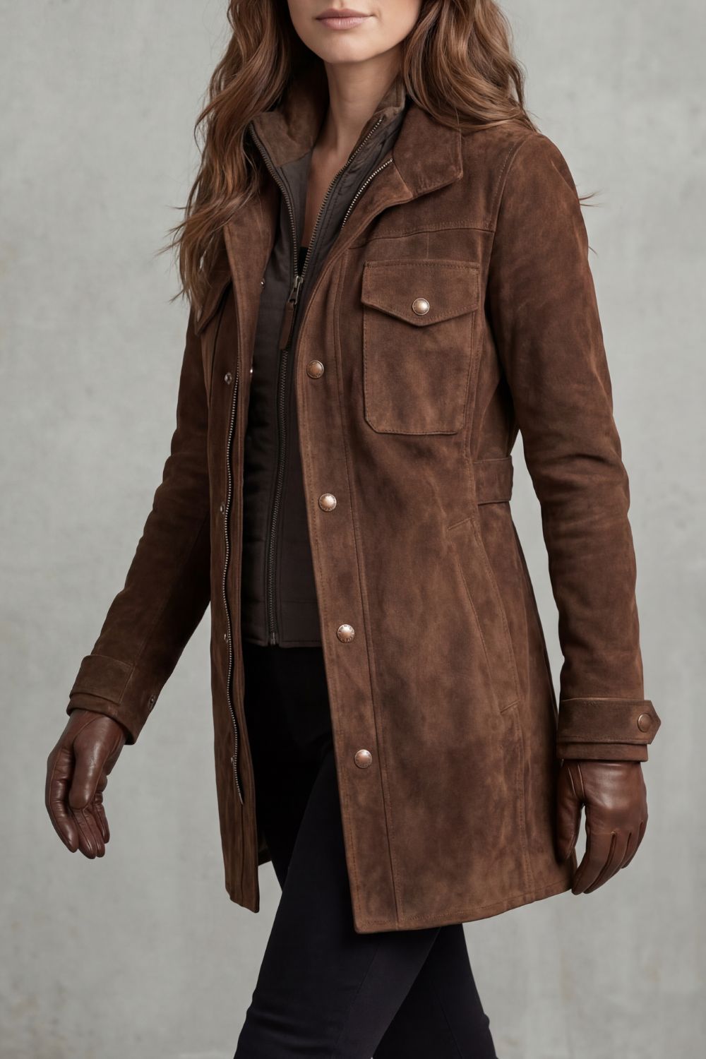 Women’s Suede Longline Coat
