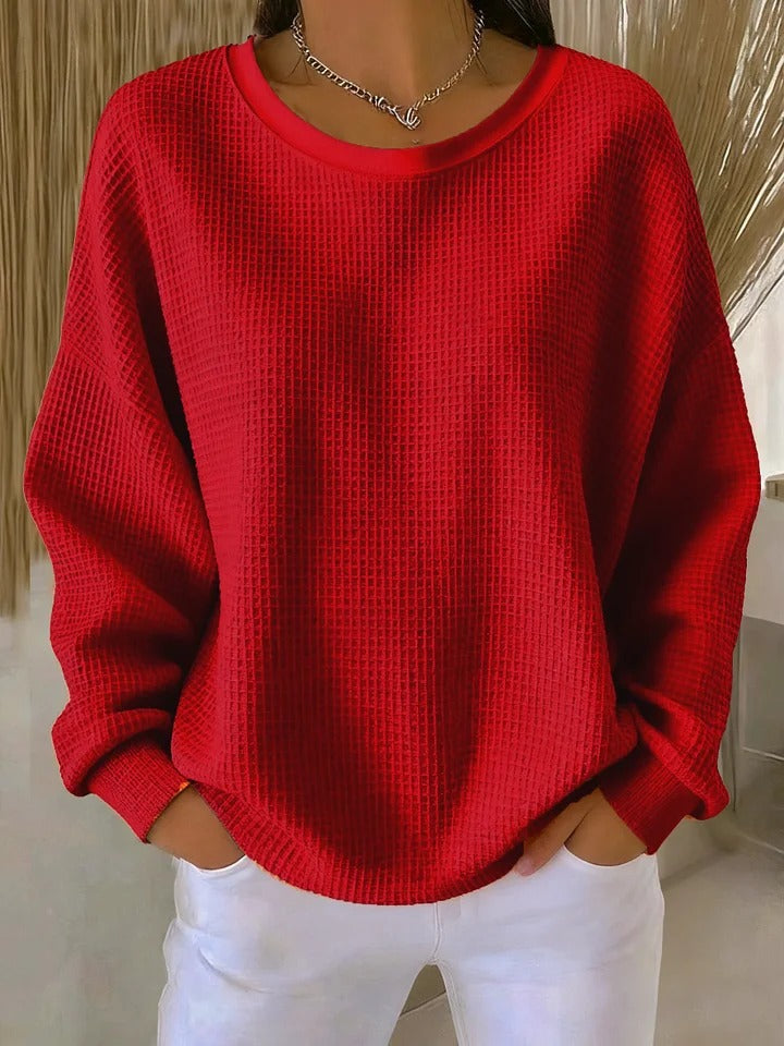 Women’s Relaxed-Fit Waffle-Knit Sweater