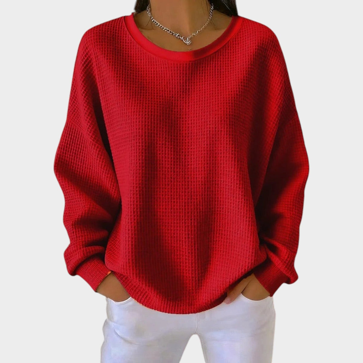 Women’s Textured Round-Neck Knit Sweater
