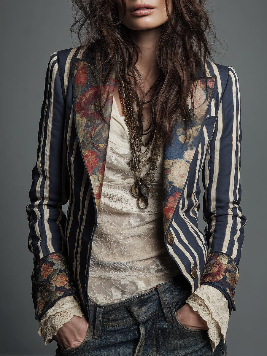 Women’s Retro Striped Blazer