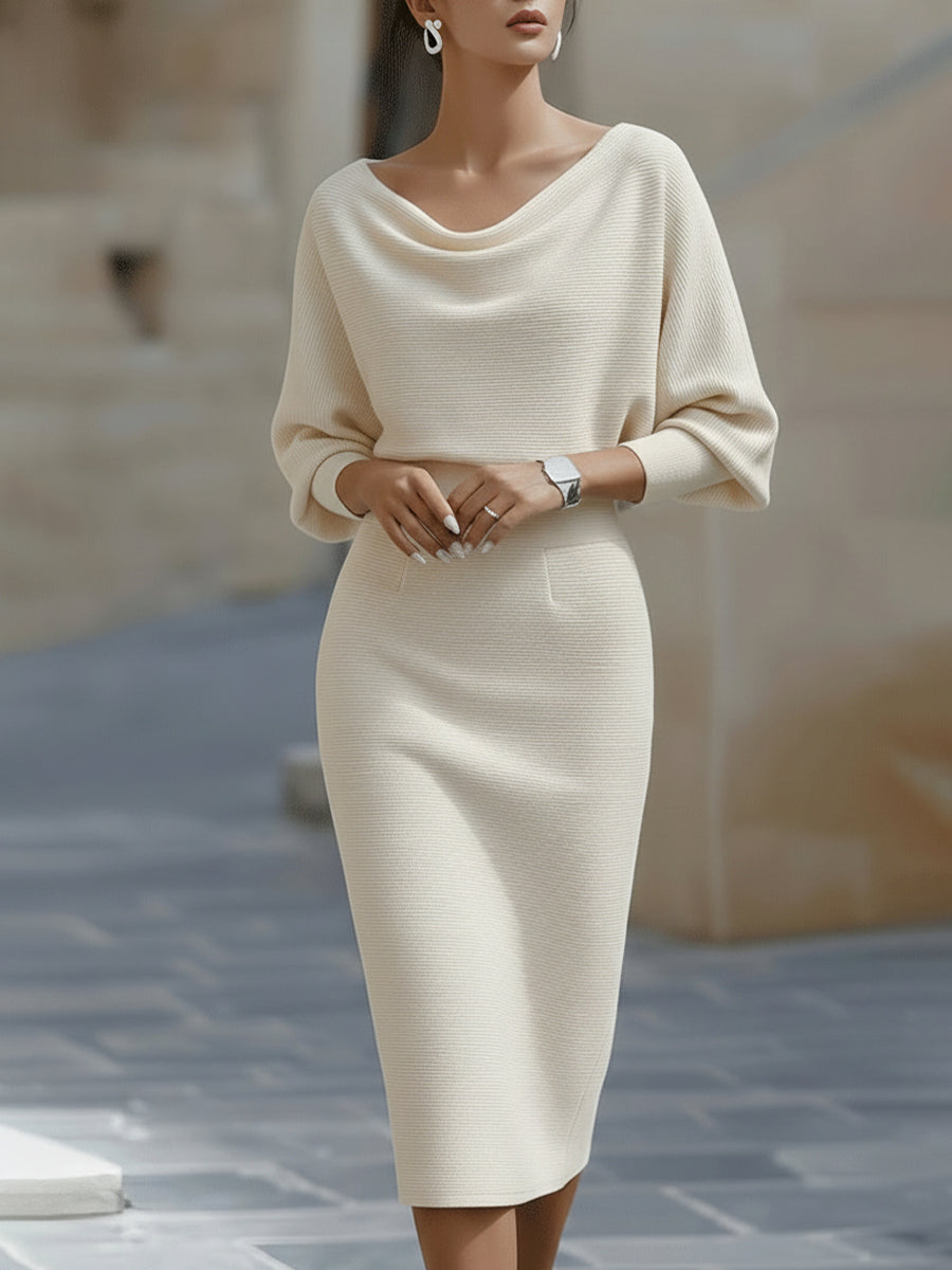 Women’s Draped Batwing Midi Dress