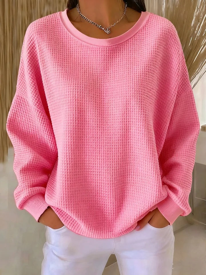 Women’s Relaxed-Fit Waffle-Knit Sweater