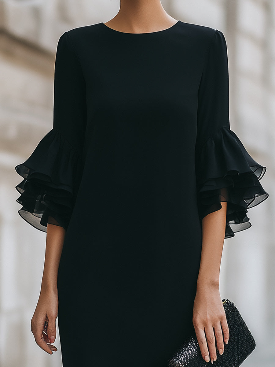 Women’s Ruffled Sheer-Sleeve Dress