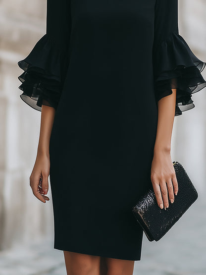 Women’s Ruffled Sheer-Sleeve Dress
