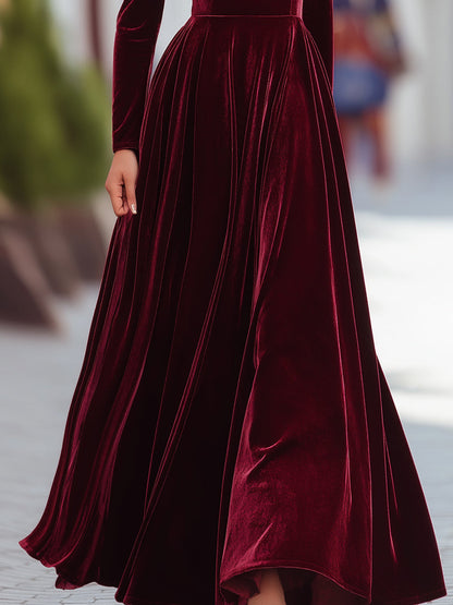 Women’s Velvet Long-Sleeve Gown