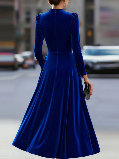 Women’s Velvet Long-Sleeve Midi Dress