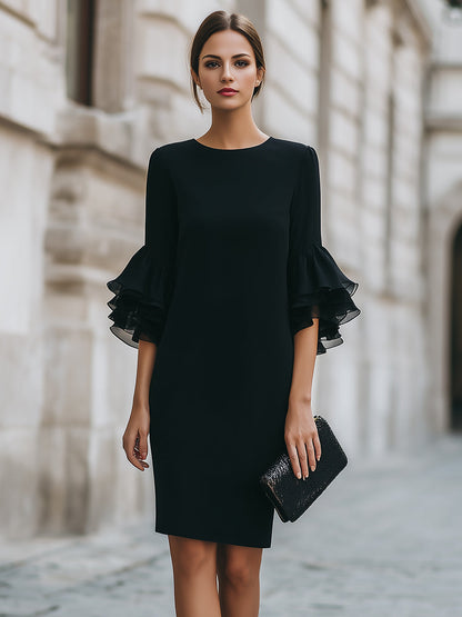 Women’s Ruffled Sheer-Sleeve Dress