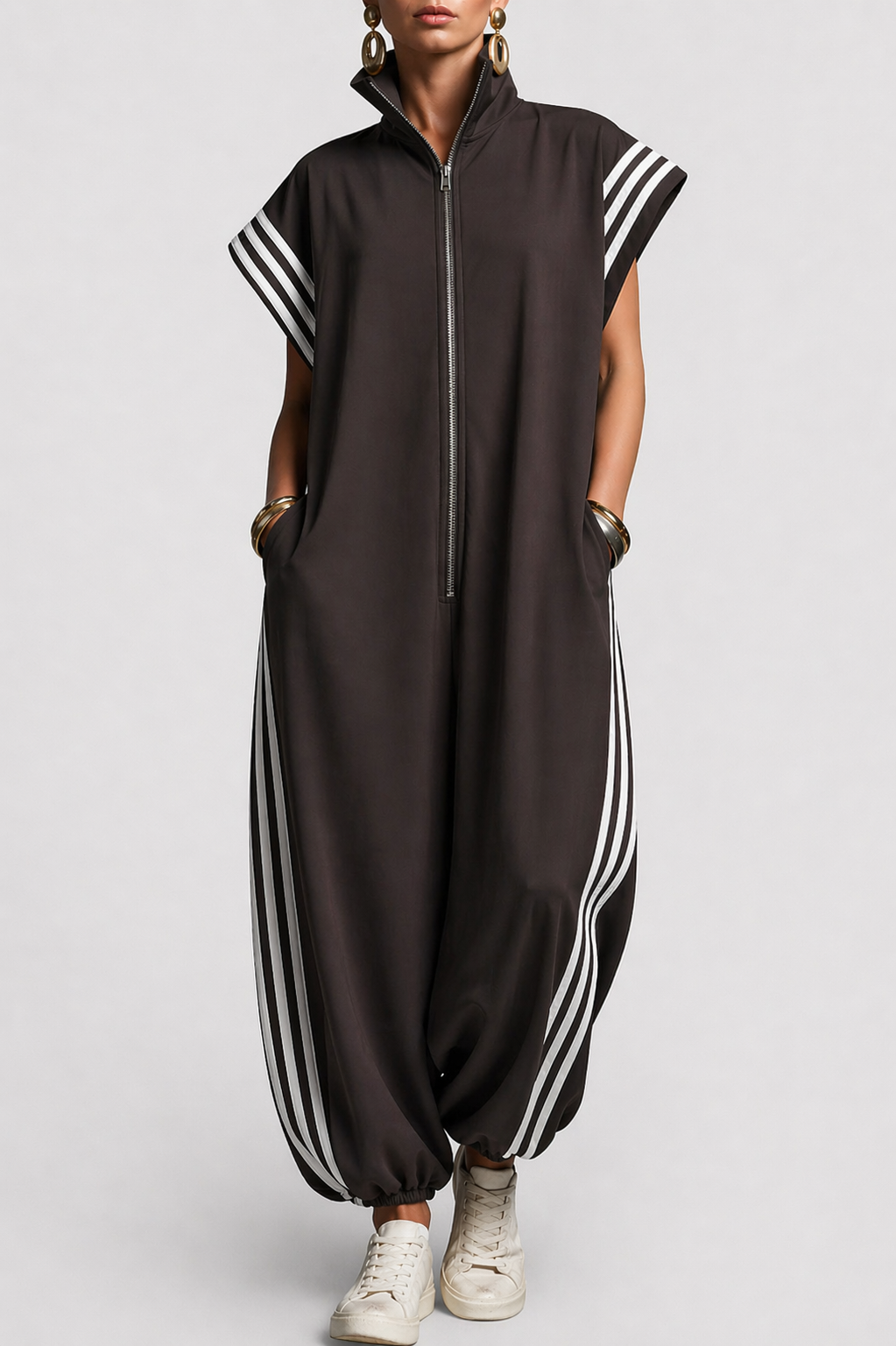 Women’s Sleeveless Zip-Neck Jumpsuit