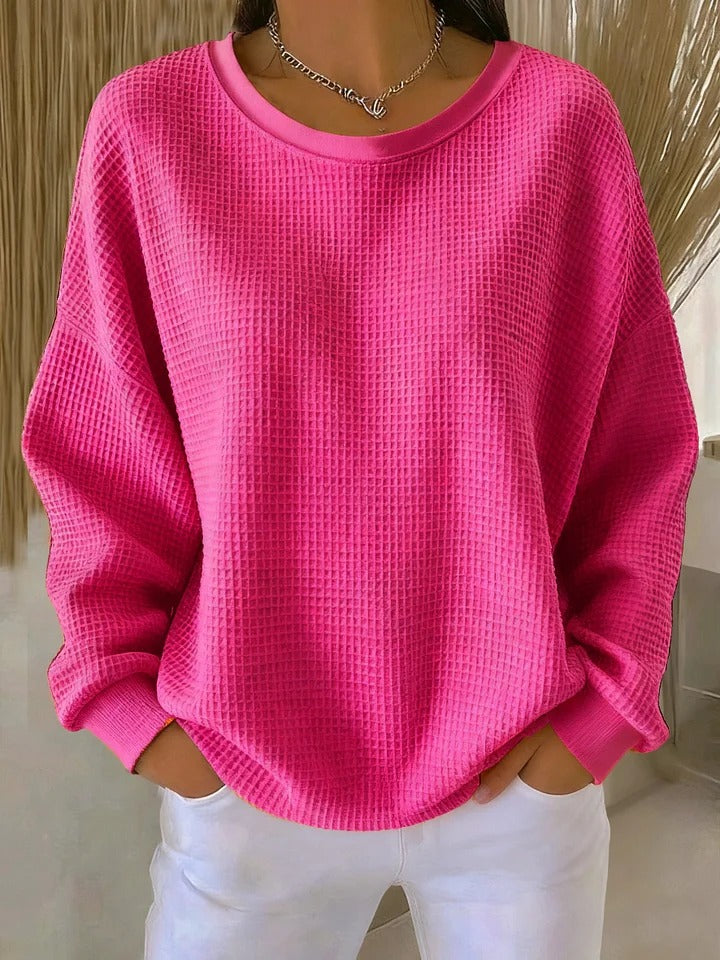 Women’s Relaxed-Fit Waffle-Knit Sweater