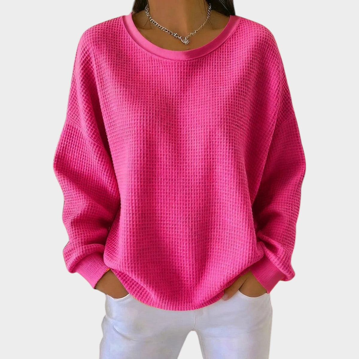 Women’s Textured Round-Neck Knit Sweater