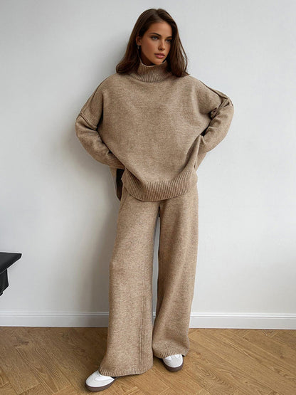 Women’s Turtleneck Knit Top and Pants Set