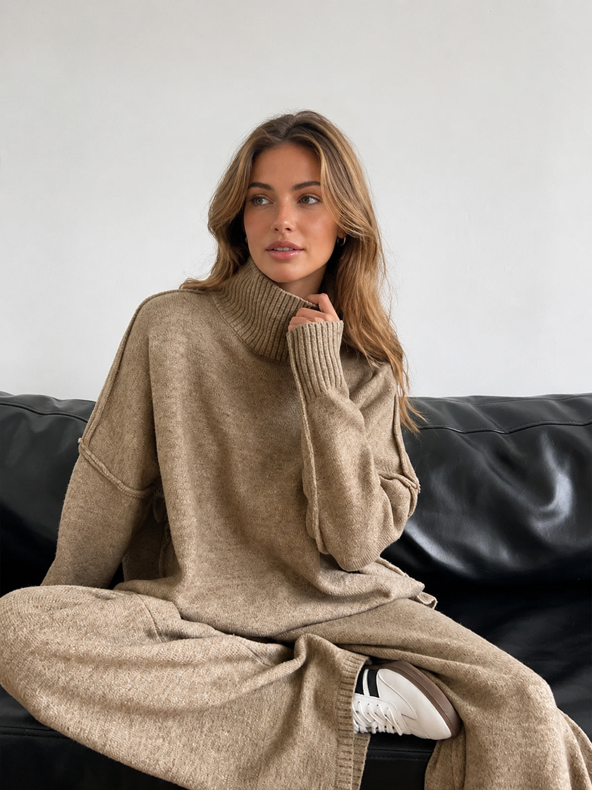 Women’s Turtleneck Knit Top and Pants Set