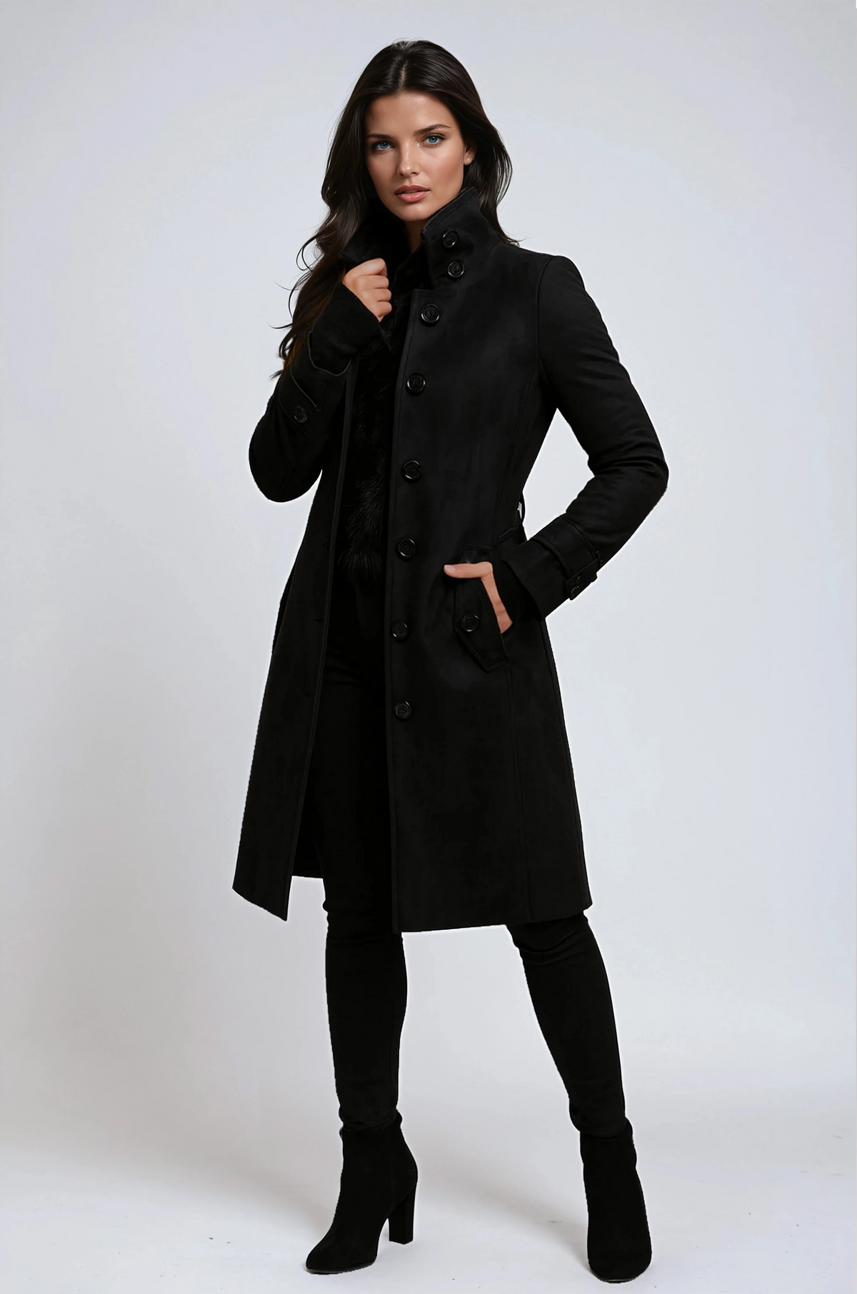Women’s High-Collar Trench Coat