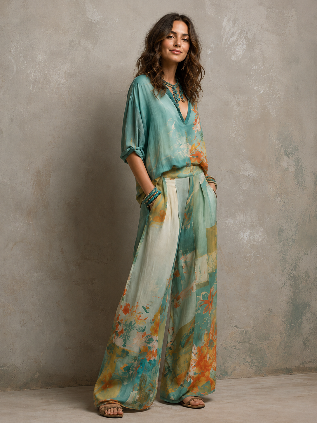 Women’s Floral Wide-Leg Set