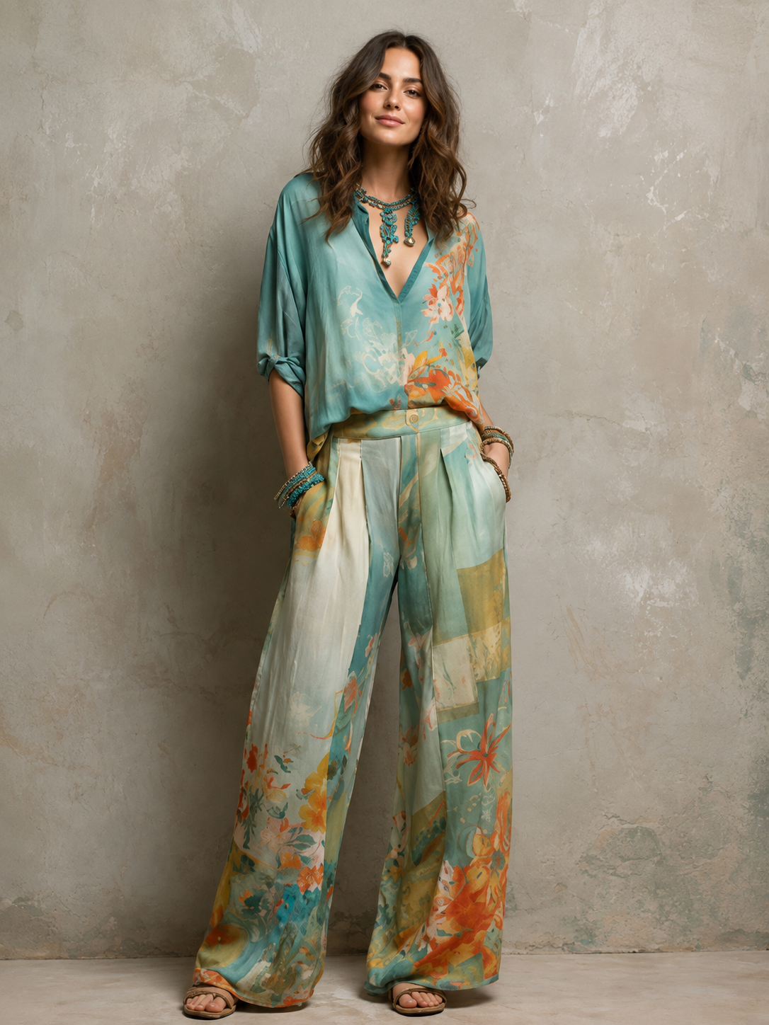 Women’s Floral Wide-Leg Set
