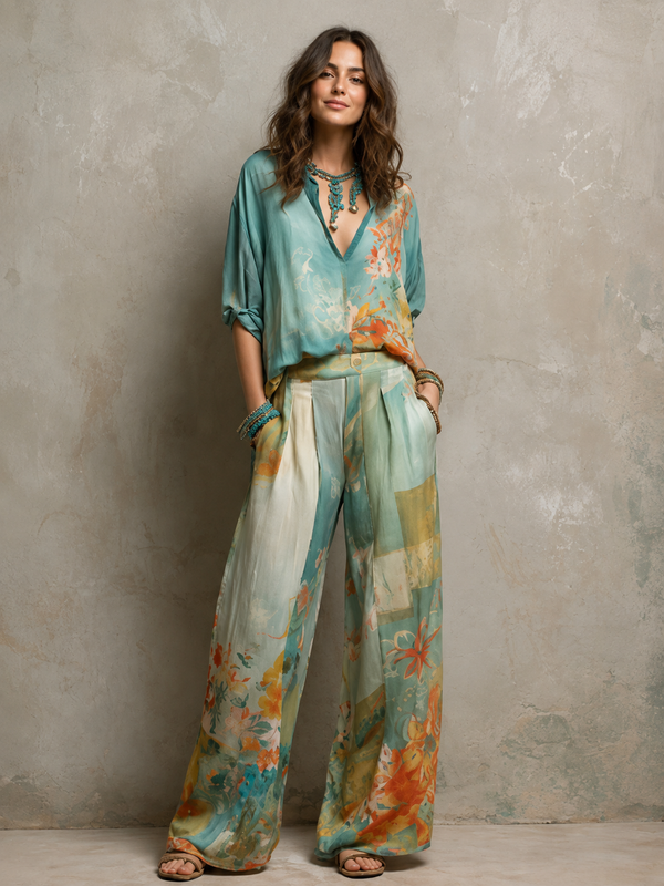 Women’s Floral Wide-Leg Set